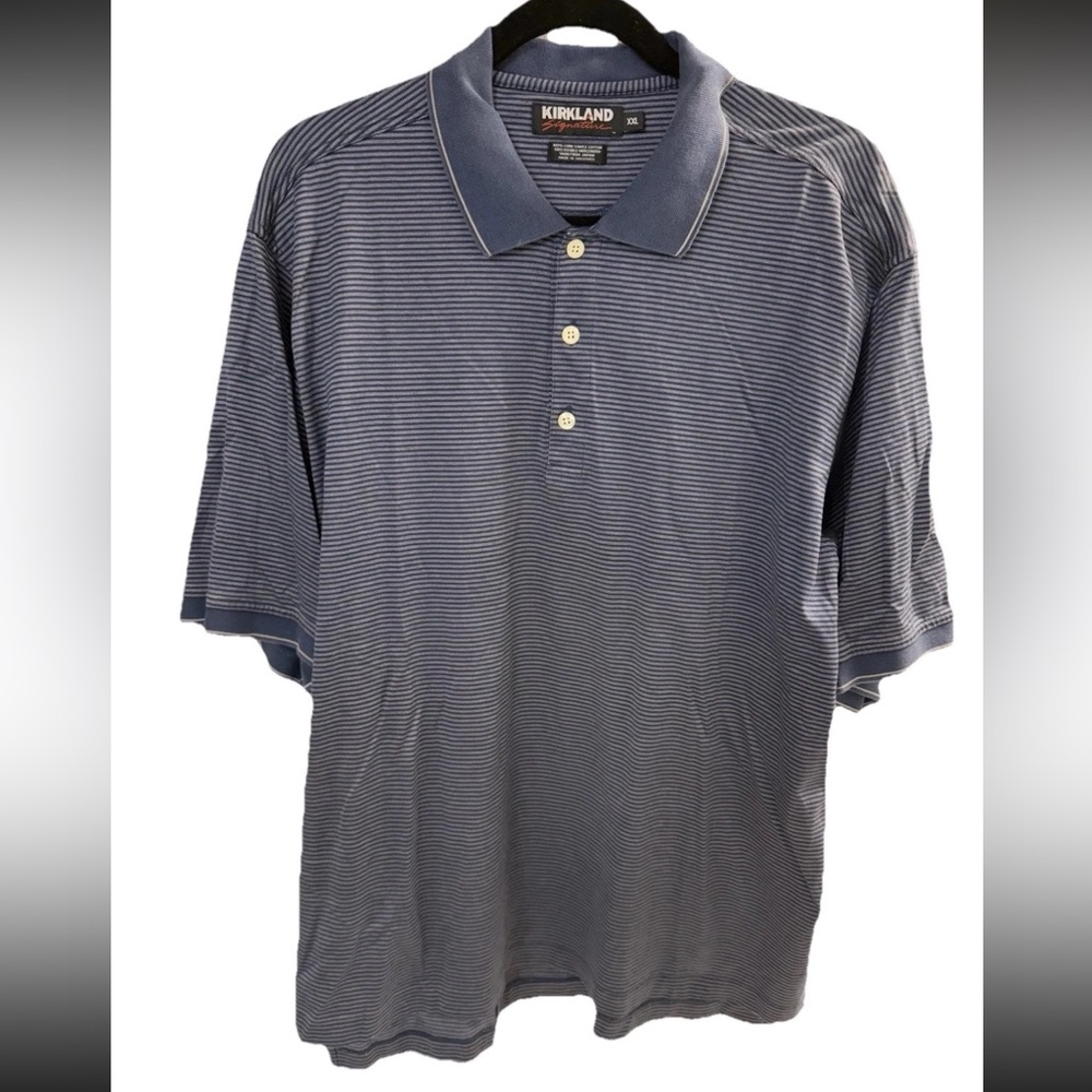 Kirkland Men’s Polo XXL Blue Stripped